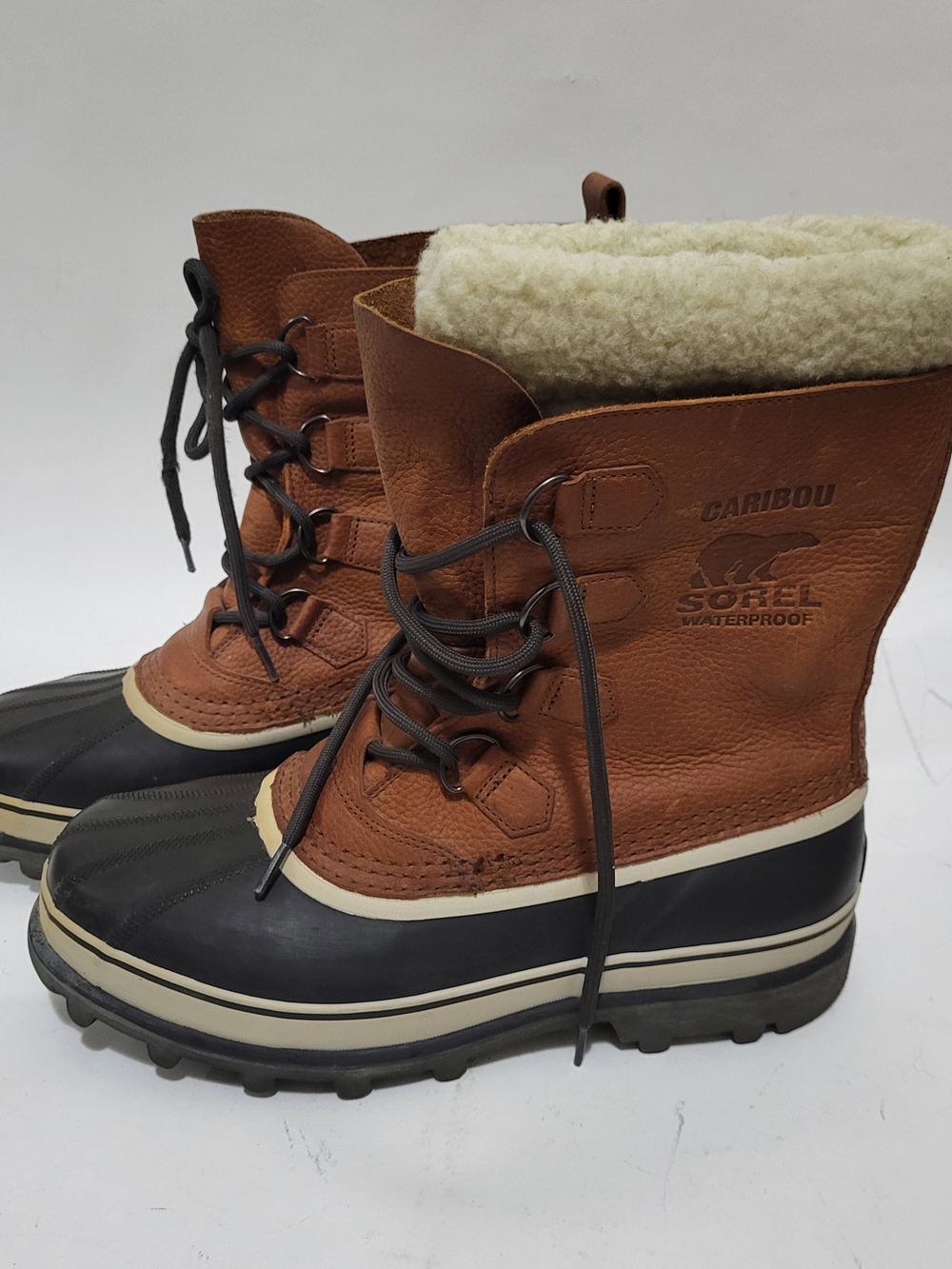 Sorel Brown, Black & Cream Caribou Men's Waterproof Winter Boots W/Liners Men 10